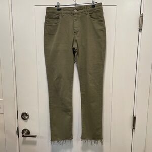 Mavi Viola High Rise Slim‎ Straight Jeans Olive Green Raw Hem Size 31 0340